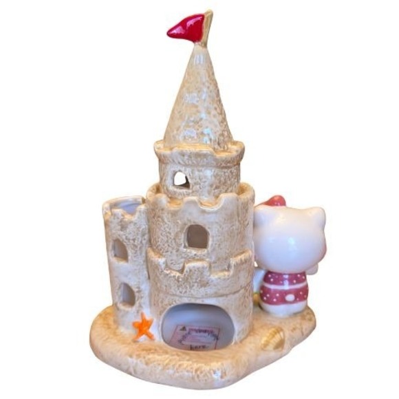 Blue Sky Hello Kitty Sand Castle Candle Holder 23456 Beach Seashell Crab Damage - Picture 10 of 11